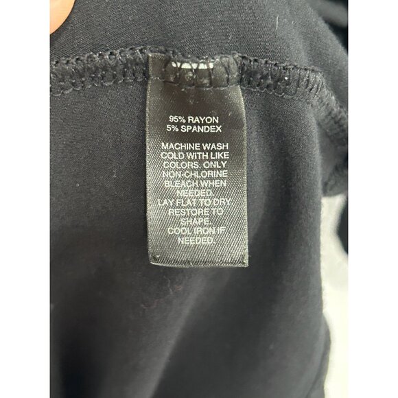 White House Black Market Black Drape Neck 3/4 Sleeve Top Womens Sz Medium - Picture 6 of 9